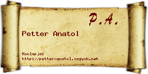 Petter Anatol névjegykártya
